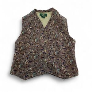 VGT Orvis L Women Vest Paisley Earthtone Grandmacore Retro Festival Hippie 70s